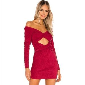Lovers & Friends Red Raisa Faux Suede Off The Shoulder Mini Dress Size XXS